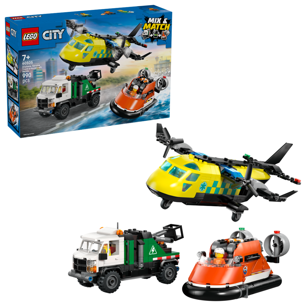 City Airplane, Service Truck & Hovercraft Remix | 60505