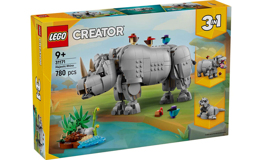 Creator 3-in-1 Wild Animals: Majestic Rhino with Birds | 31171