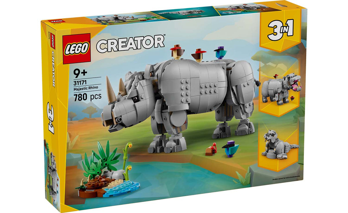 Creator 3-in-1 Wild Animals: Majestic Rhino with Birds | 31171